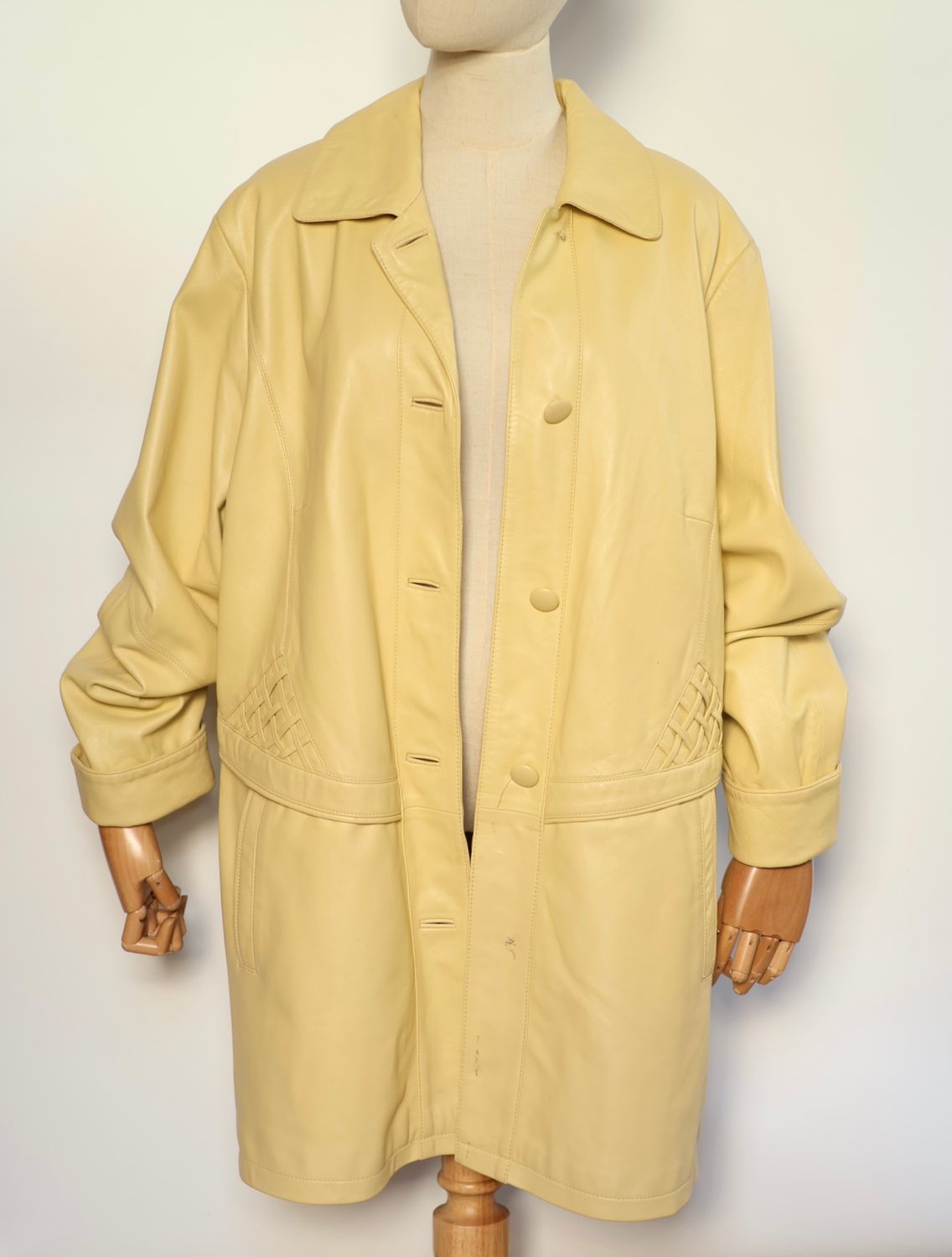 Butter Yellow Leather Coat