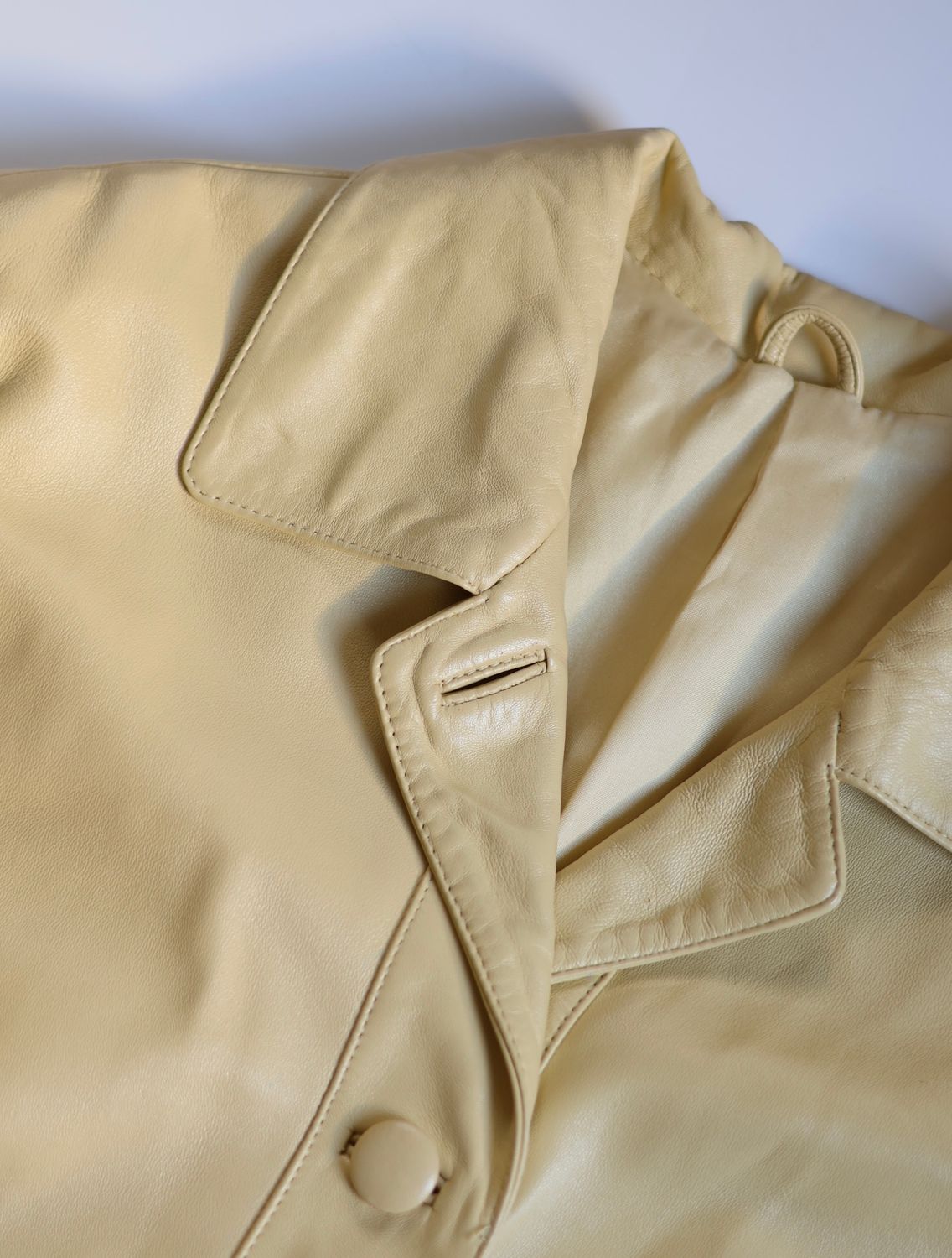 Butter Yellow Leather Coat