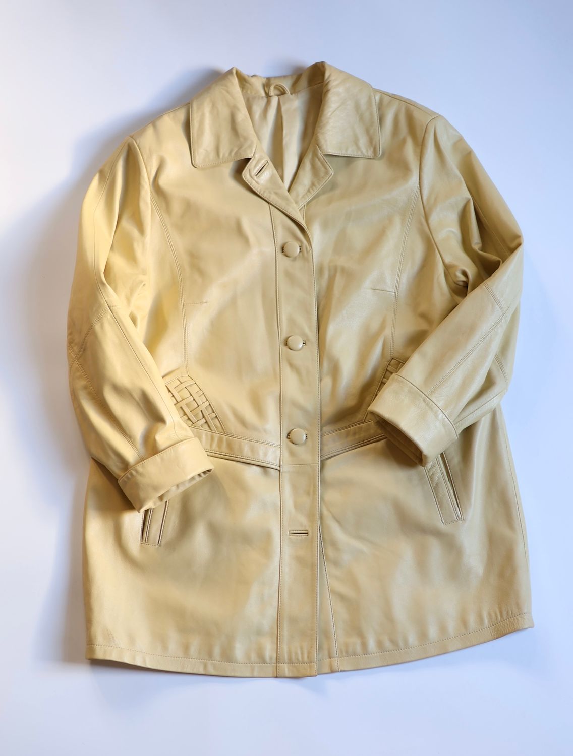 Butter Yellow Leather Coat
