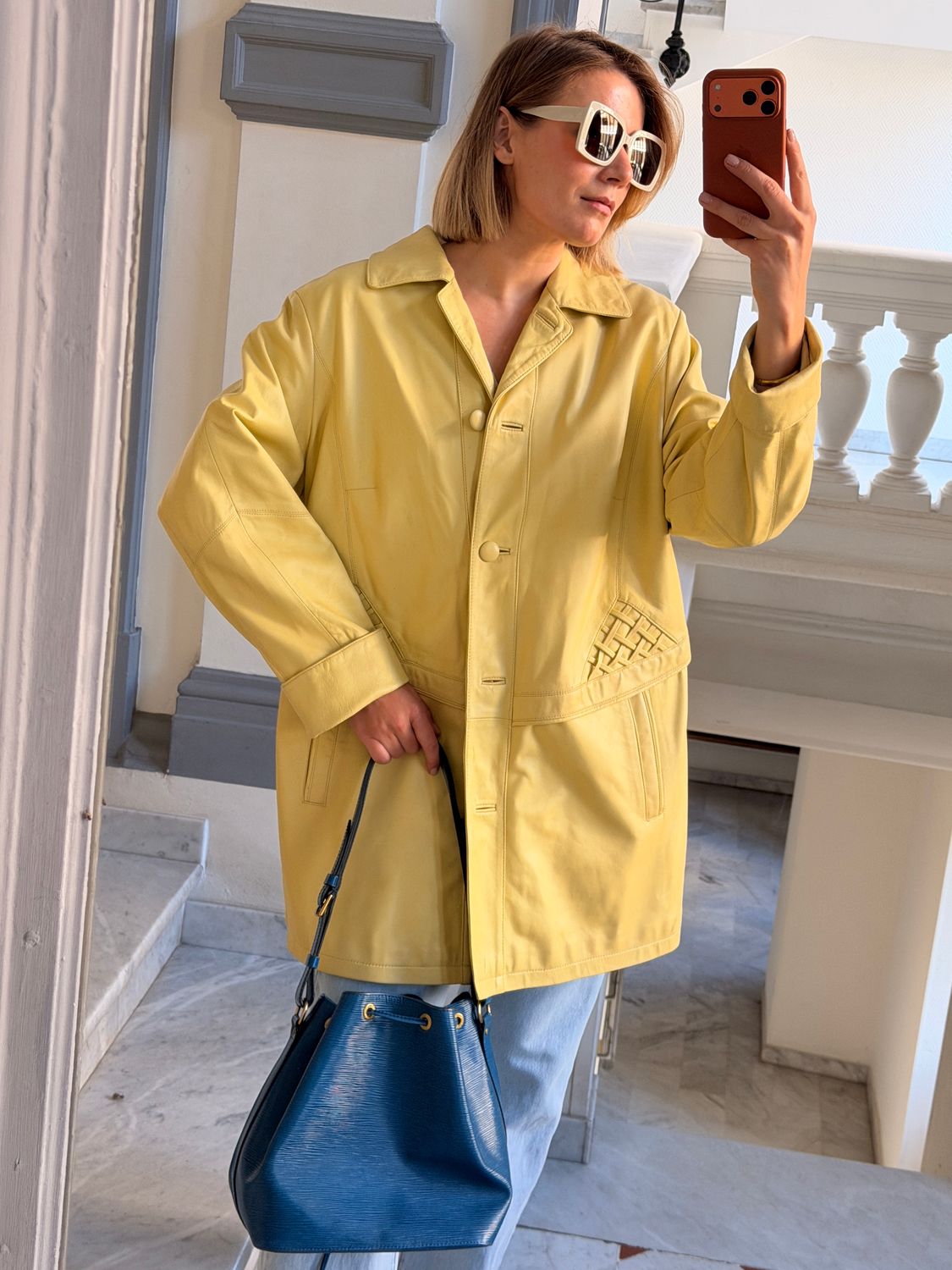 Butter Yellow Leather Coat