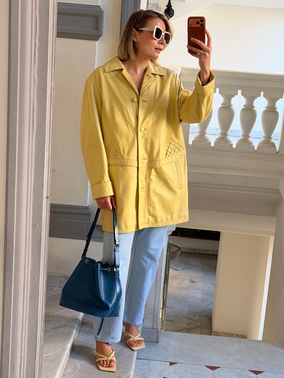 Butter Yellow Leather Coat