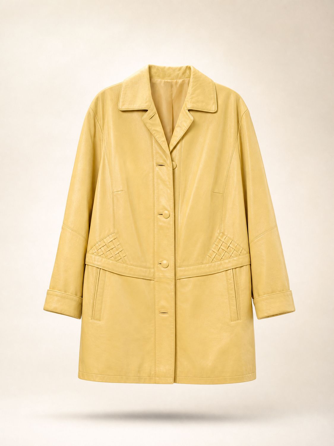 Butter Yellow Leather Coat
