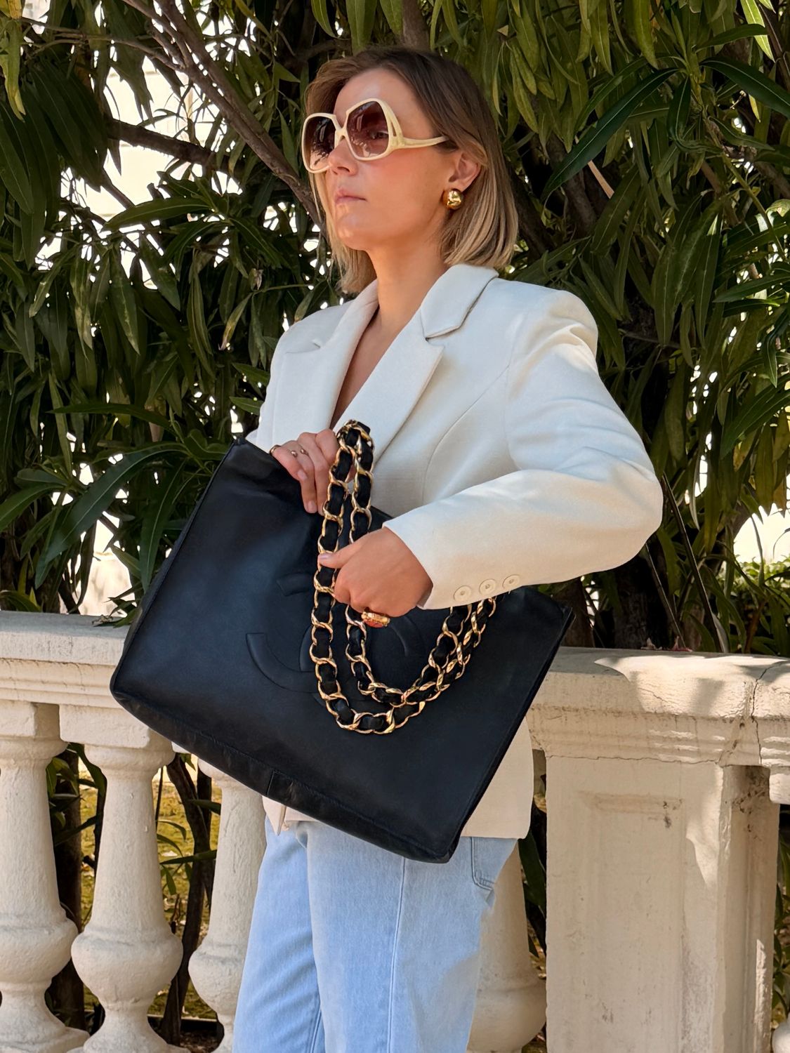 Chanel CC Logo Oversized Tote Bag