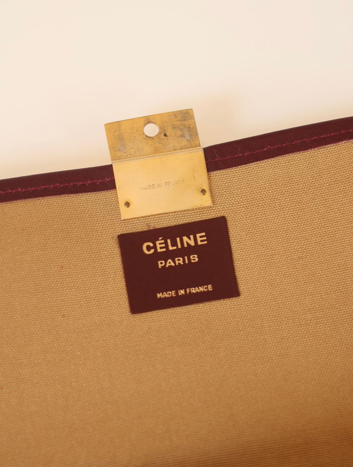 Celine Burgundy Canvas Clutch
