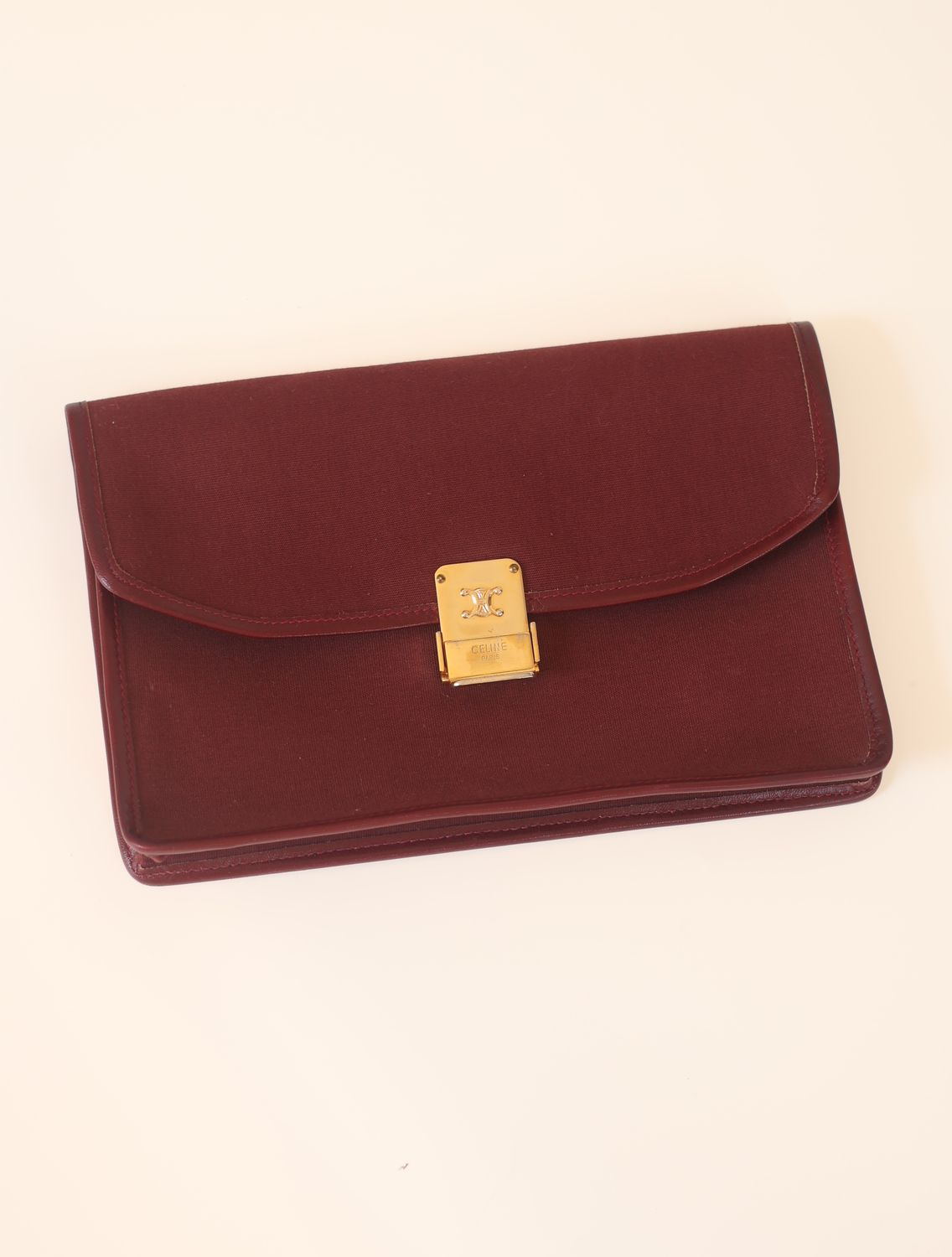 Celine Burgundy Canvas Clutch