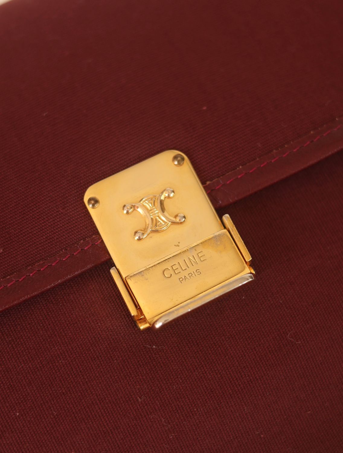 Celine Burgundy Canvas Clutch