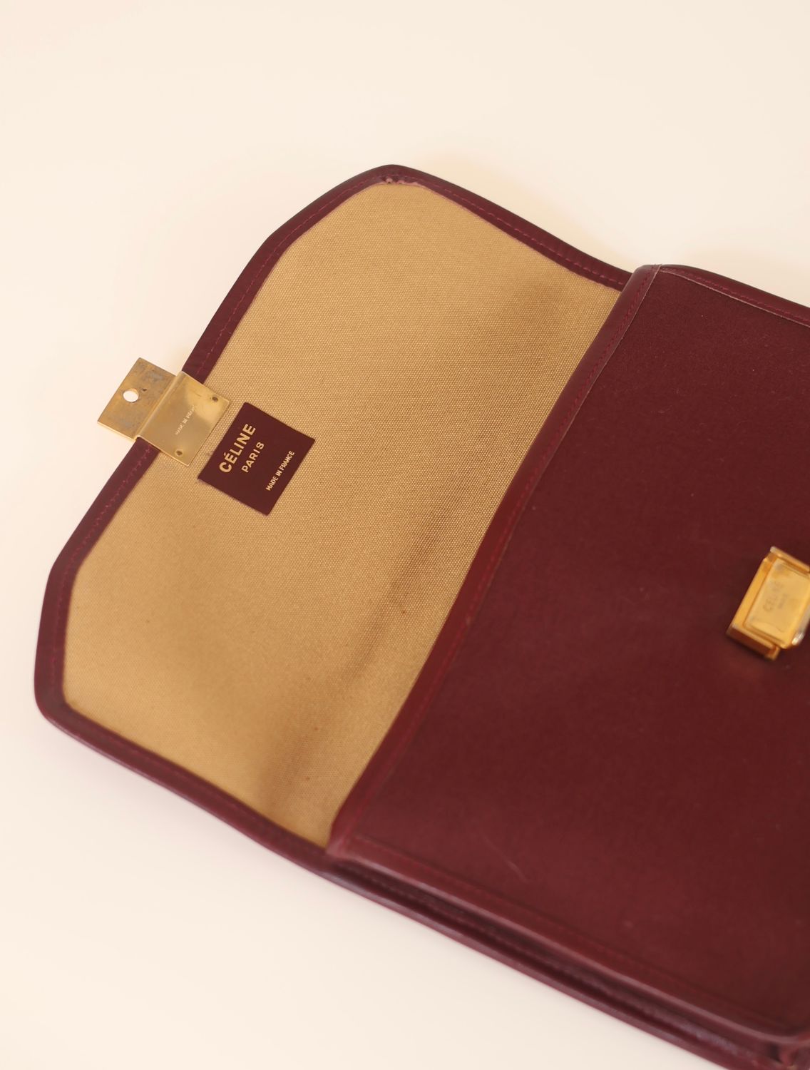 Celine Burgundy Canvas Clutch