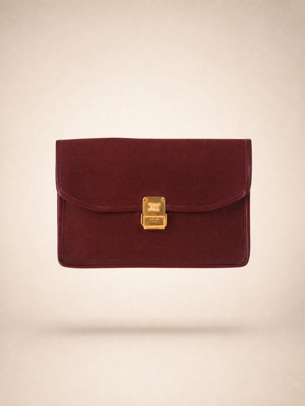 Celine Burgundy Canvas Clutch