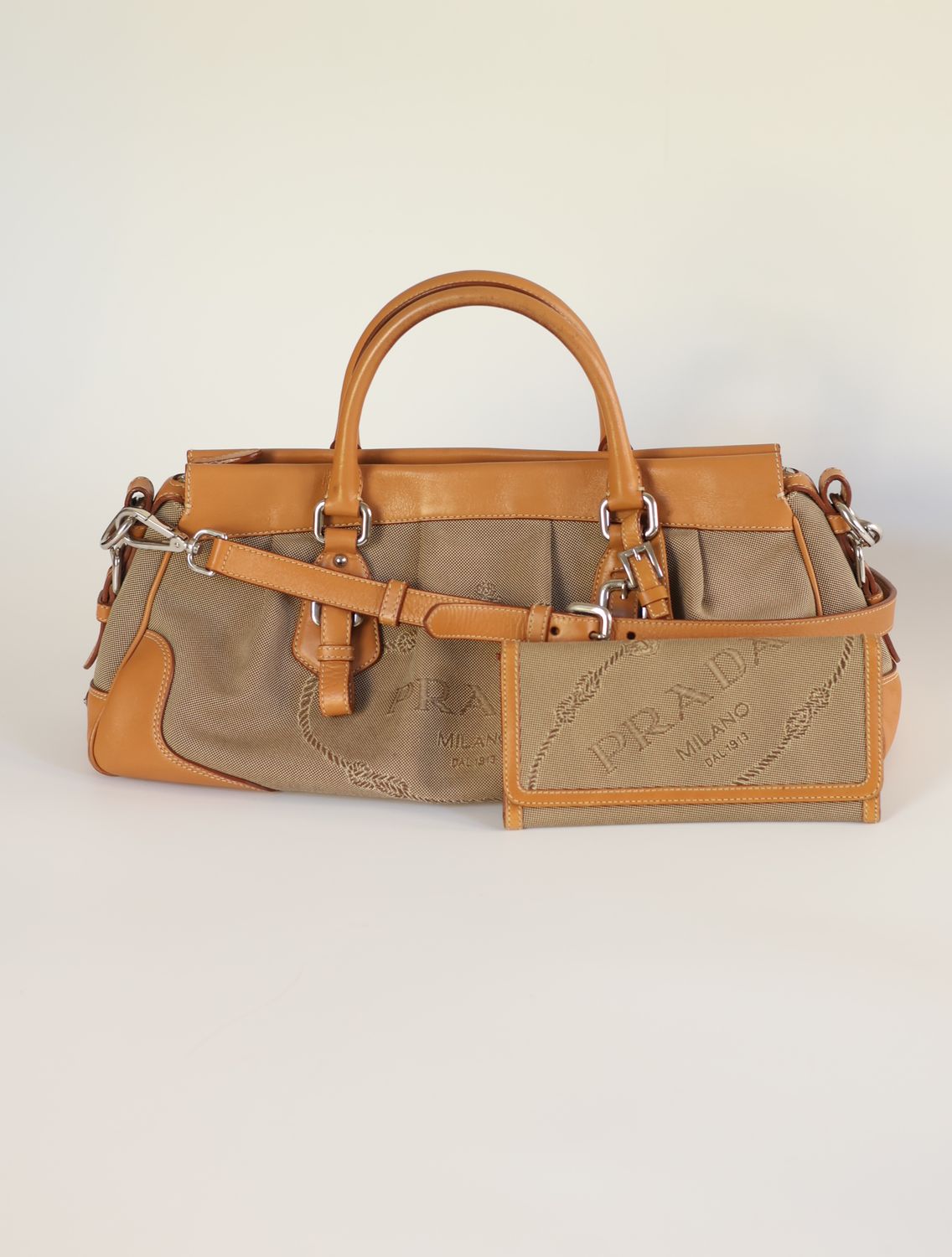 Prada Jacquard Logo Bag &amp; Wallet Set
