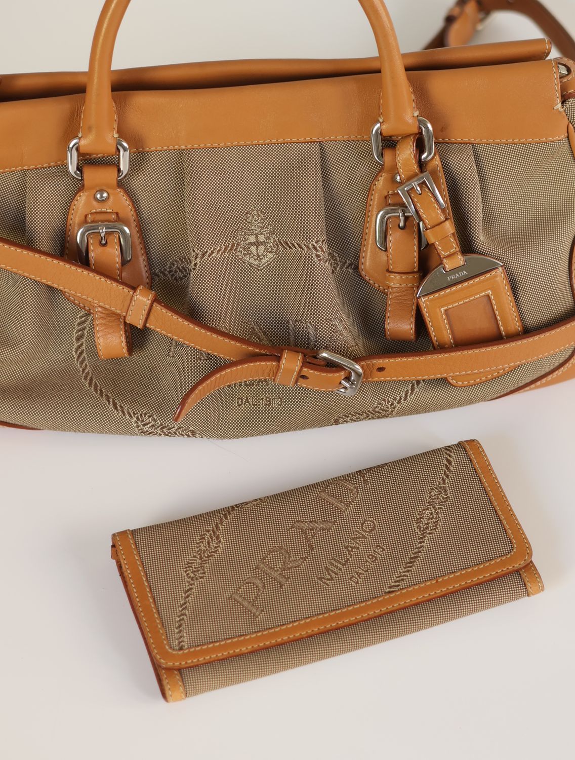 Prada Jacquard Logo Bag &amp; Wallet Set