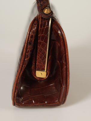 Vintage Crocodile-Embossed Leather Bag