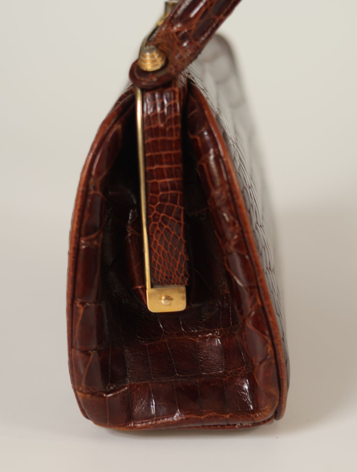 Vintage Crocodile-Embossed Leather Bag
