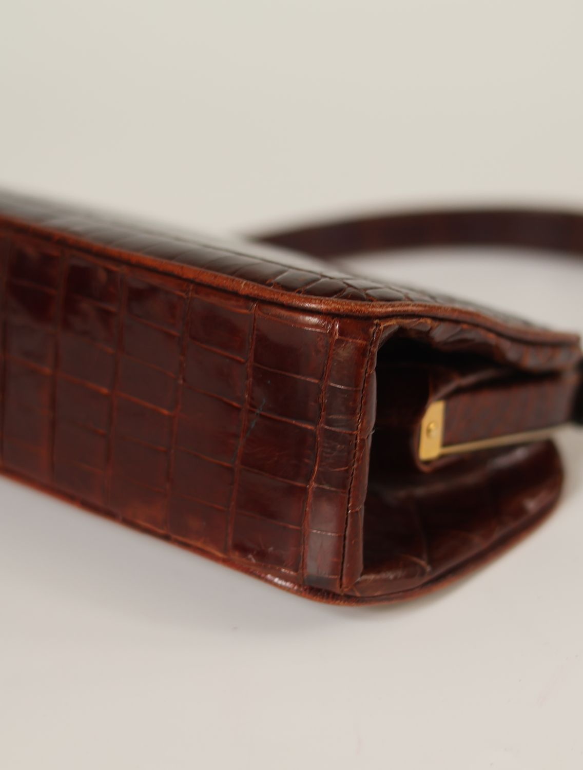 Vintage Crocodile-Embossed Leather Bag
