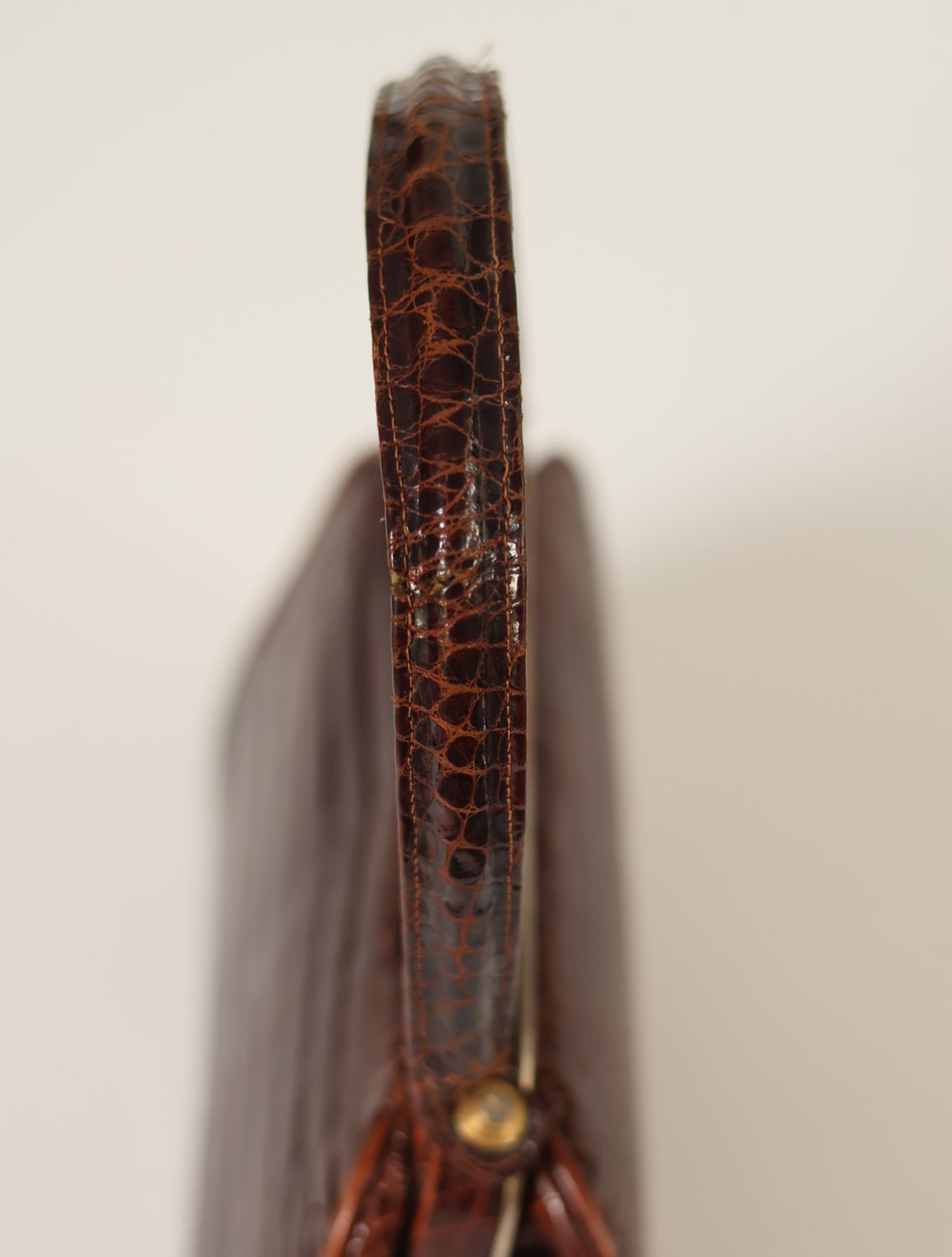 Vintage Crocodile-Embossed Leather Bag