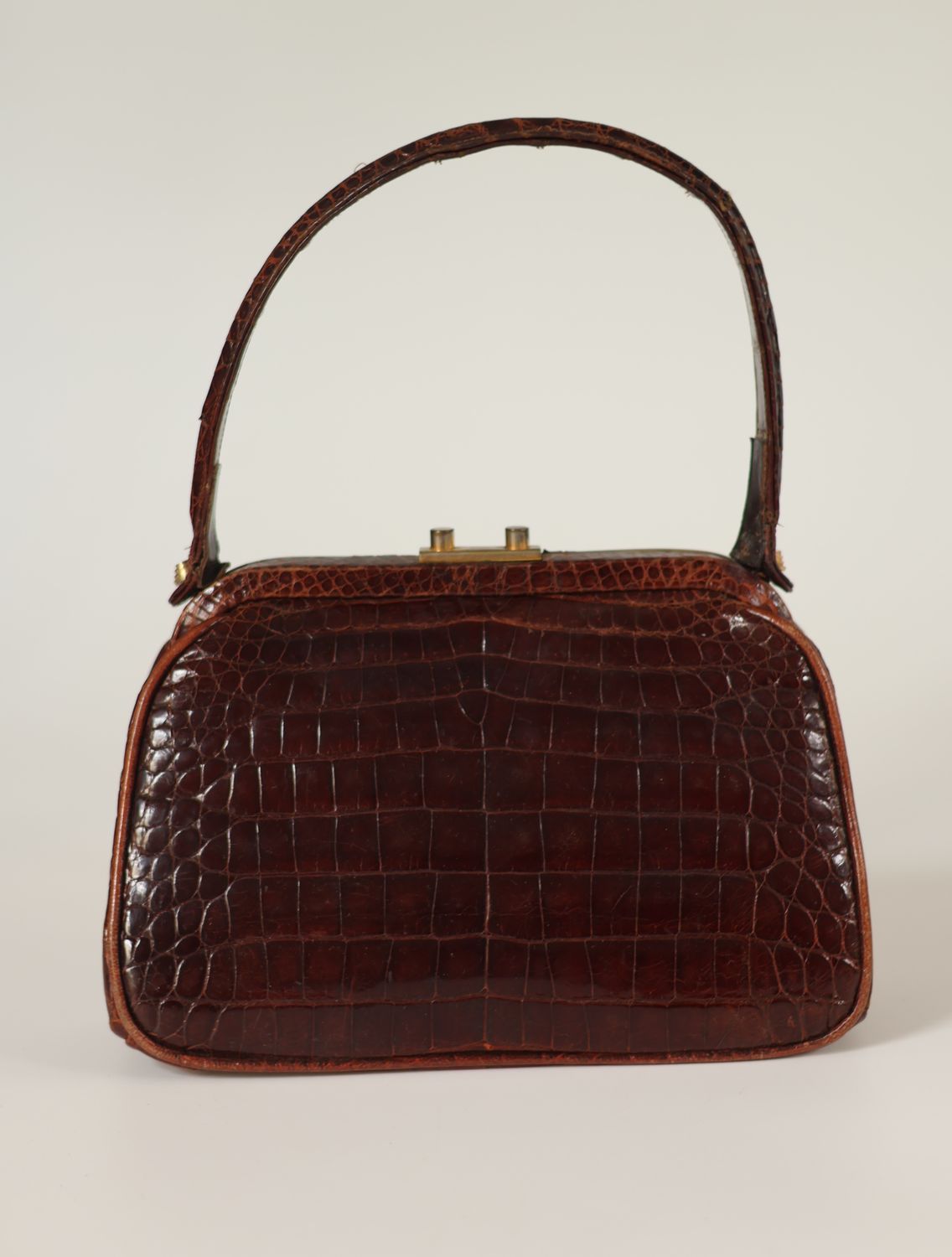 Vintage Crocodile-Embossed Leather Bag