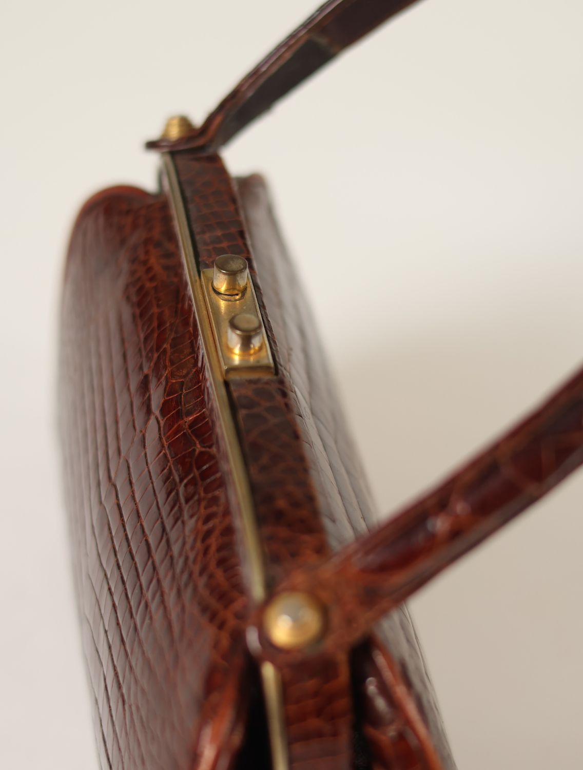 Vintage Crocodile-Embossed Leather Bag