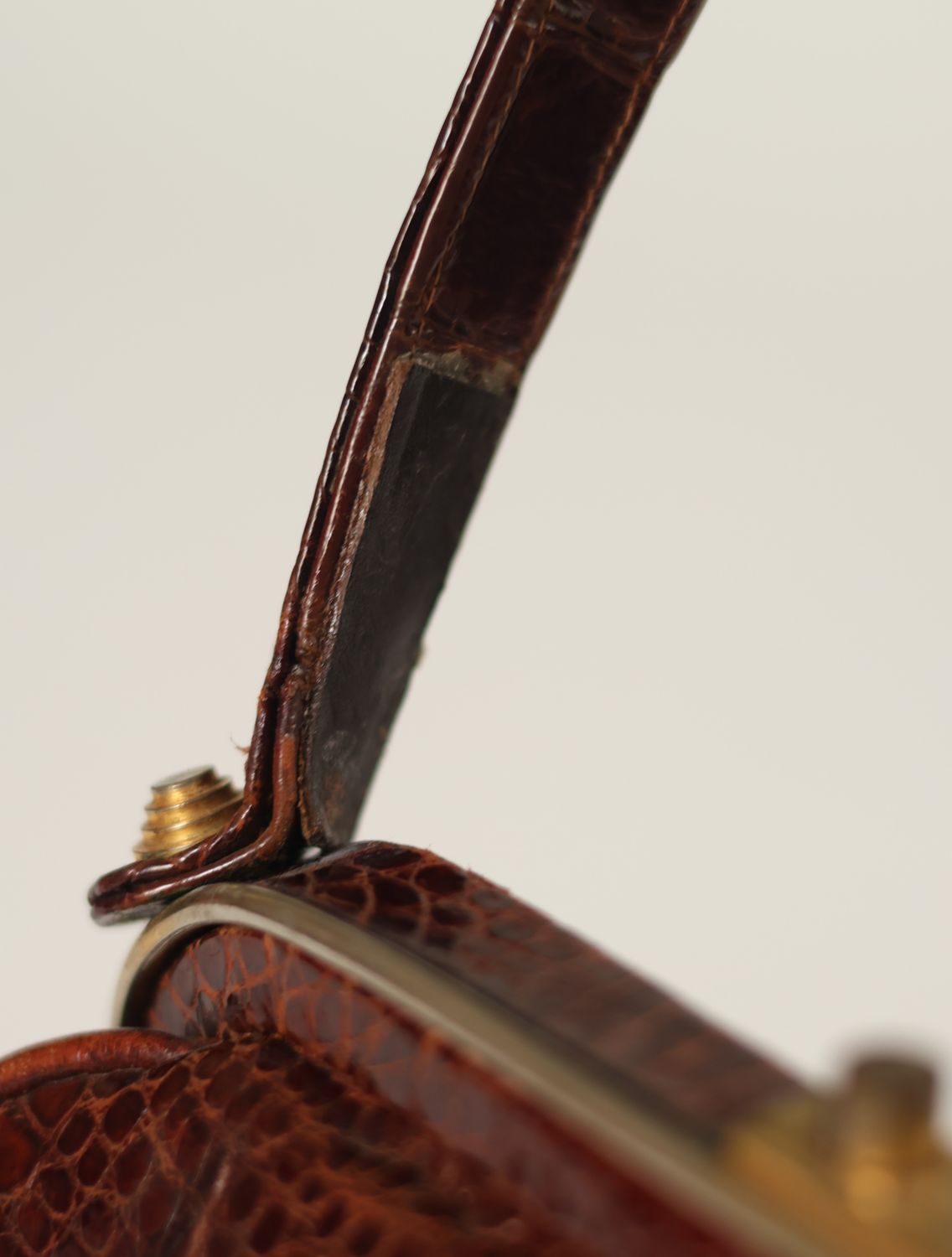Vintage Crocodile-Embossed Leather Bag