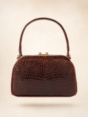 Vintage Crocodile-Embossed Leather Bag