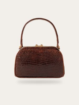 Vintage Crocodile-Embossed Leather Bag