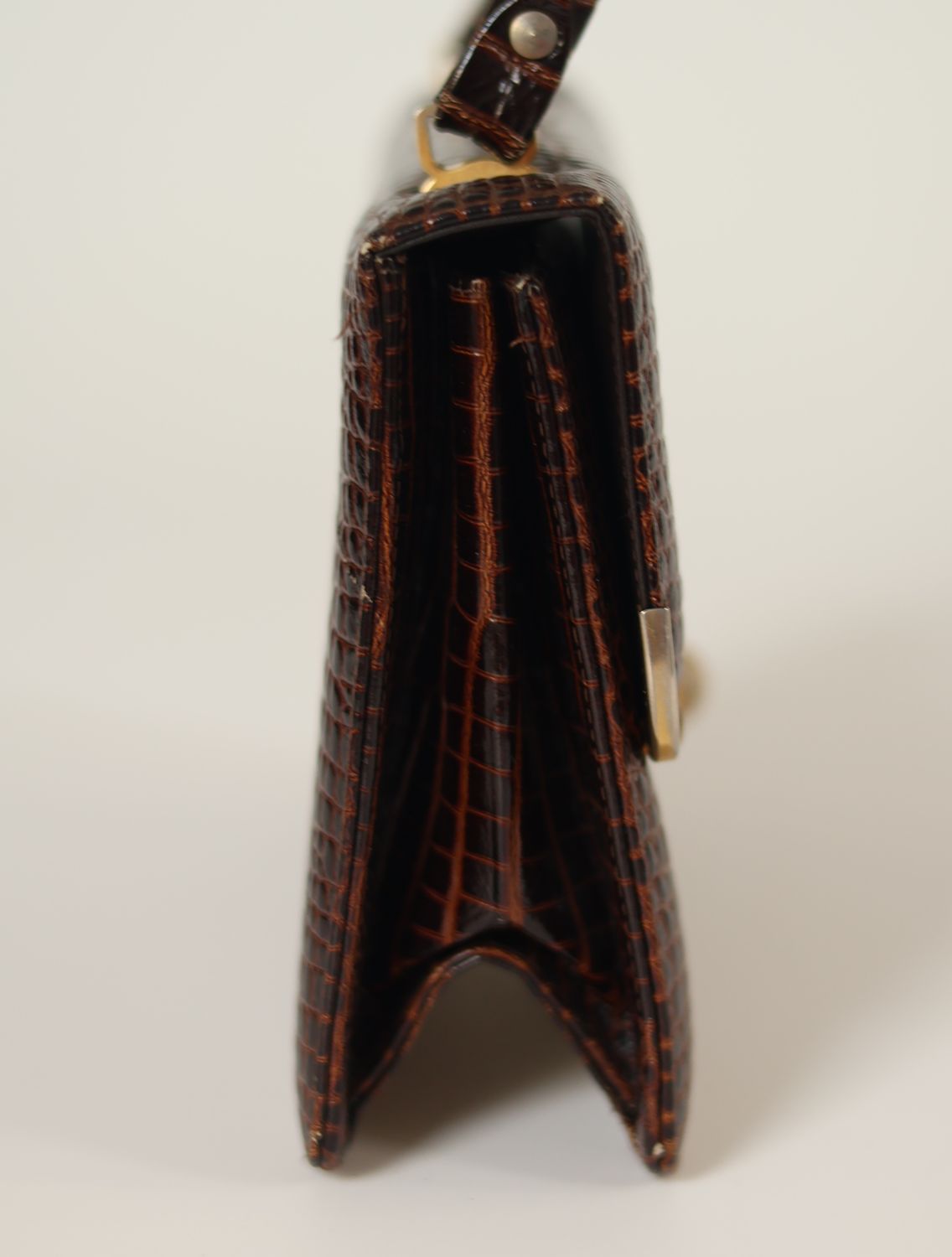 Vintage Croc Embossed Leather Bag