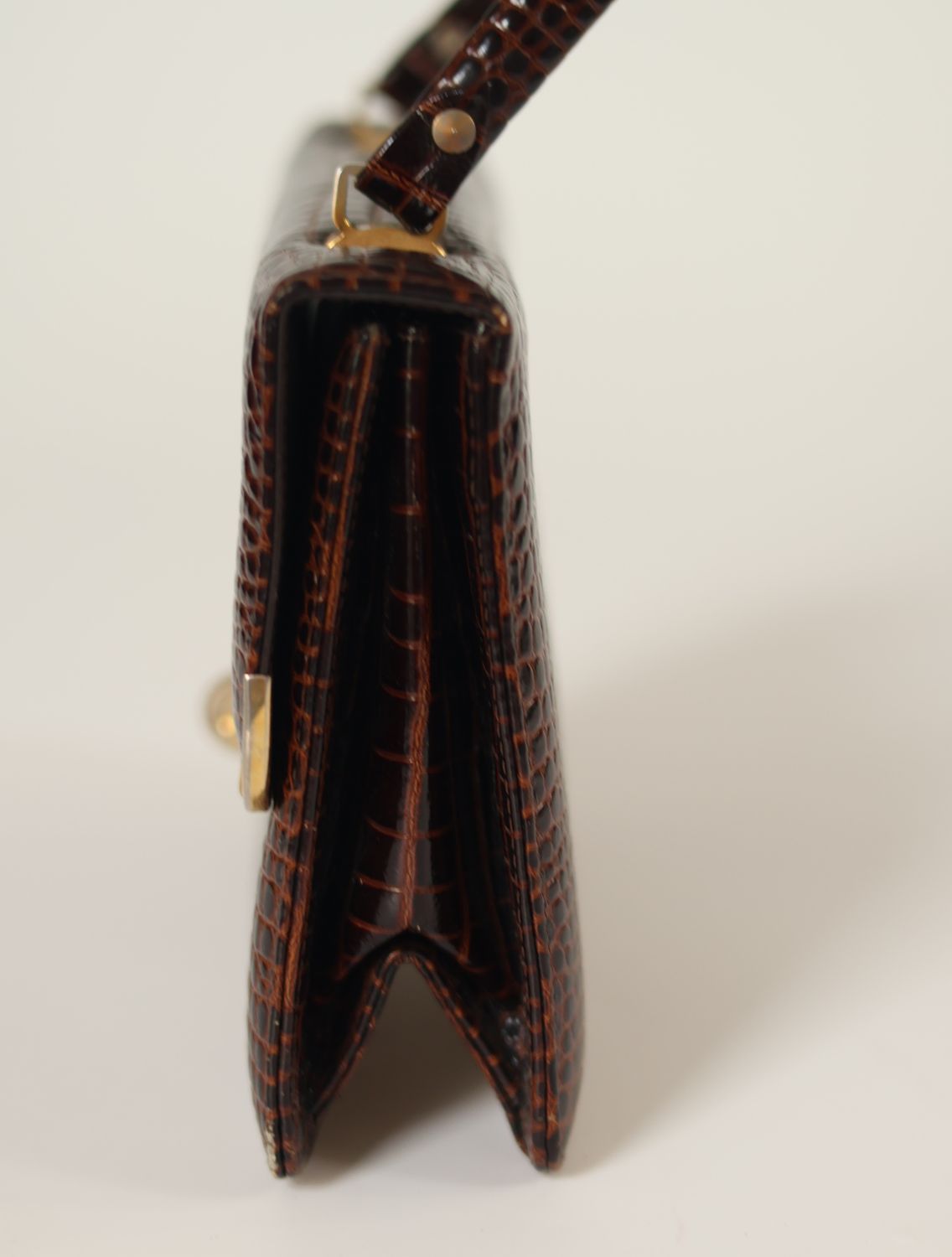 Vintage Croc Embossed Leather Bag
