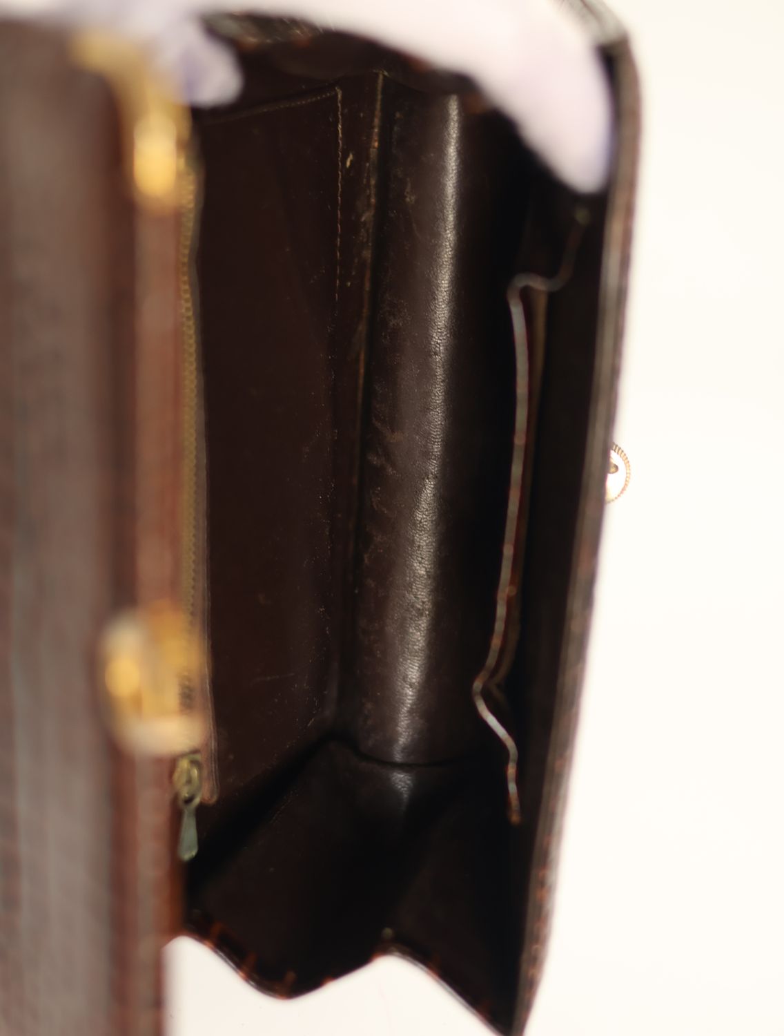 Vintage Croc Embossed Leather Bag