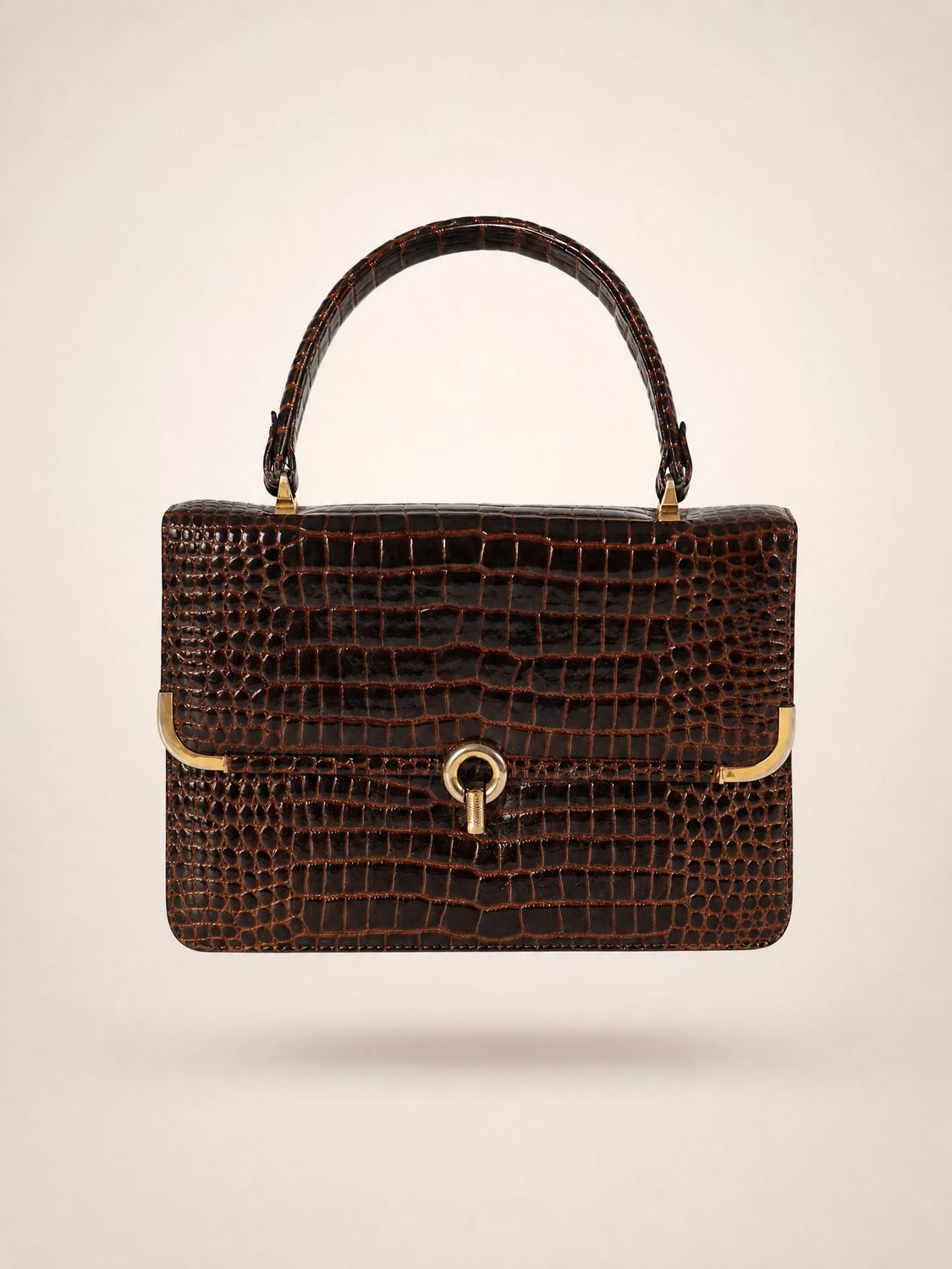 Vintage Croc Embossed Leather Bag
