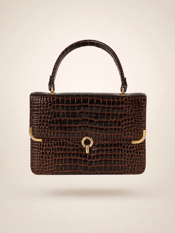 Vintage Croc Embossed Leather Bag
