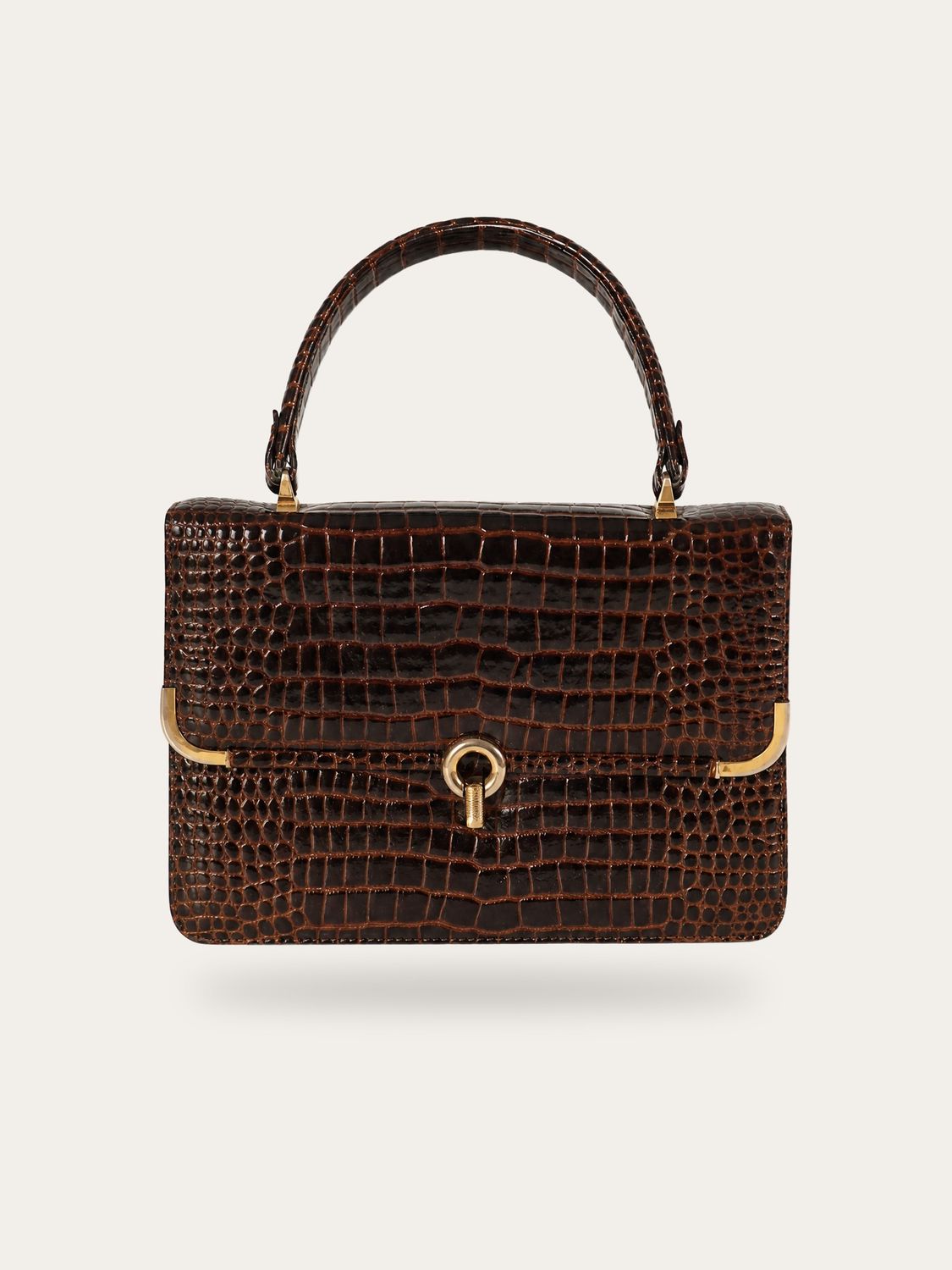 Vintage Croc Embossed Leather Bag