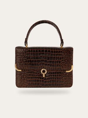 Vintage Croc Embossed Leather Bag