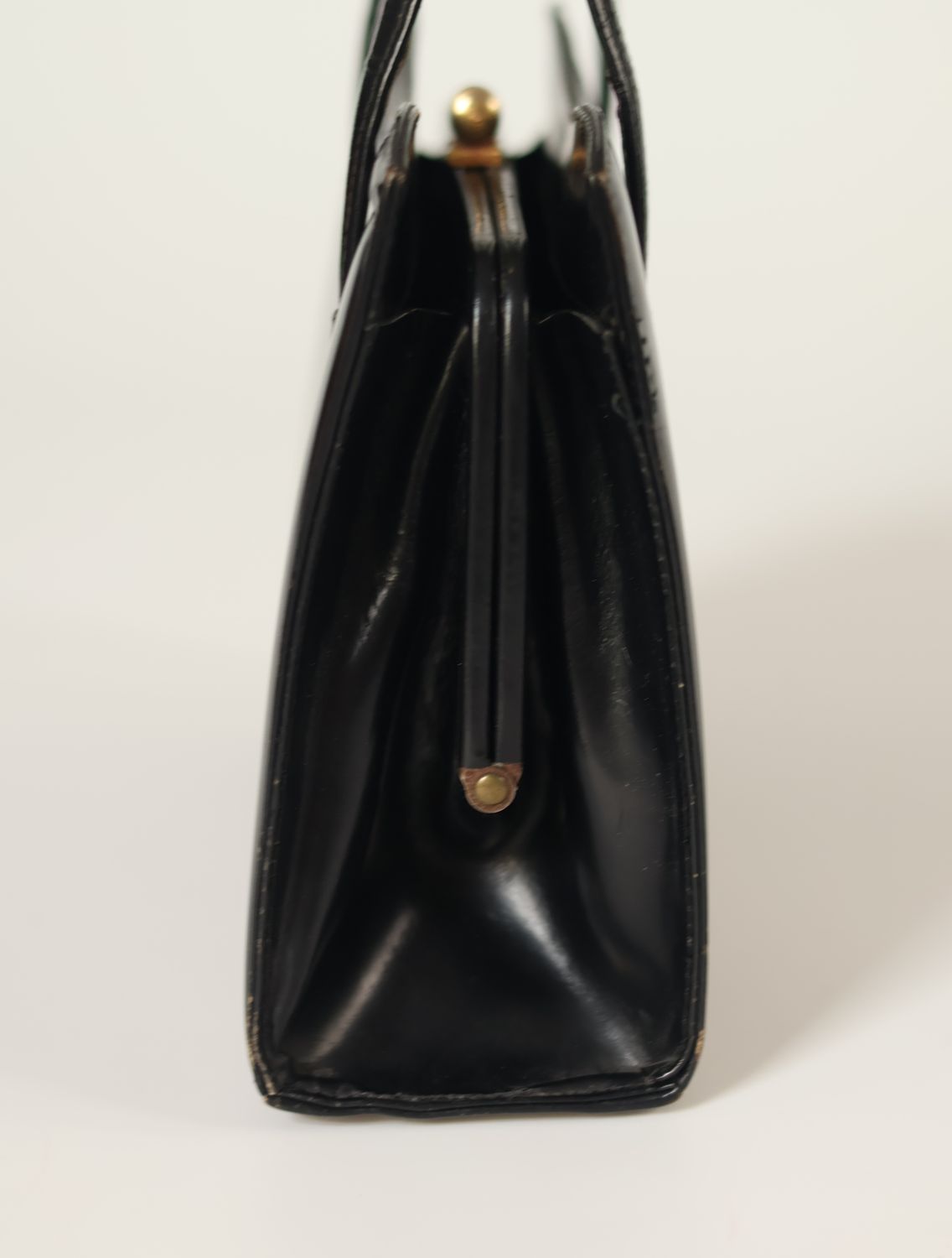 Vintage Glossy Black Leather Bag