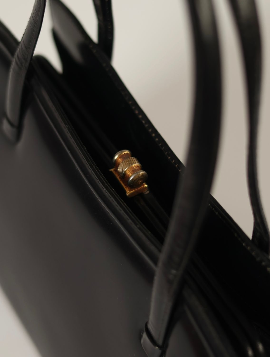 Vintage Glossy Black Leather Bag
