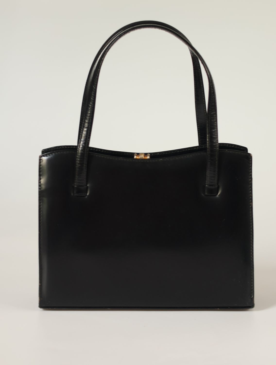 Vintage Glossy Black Leather Bag