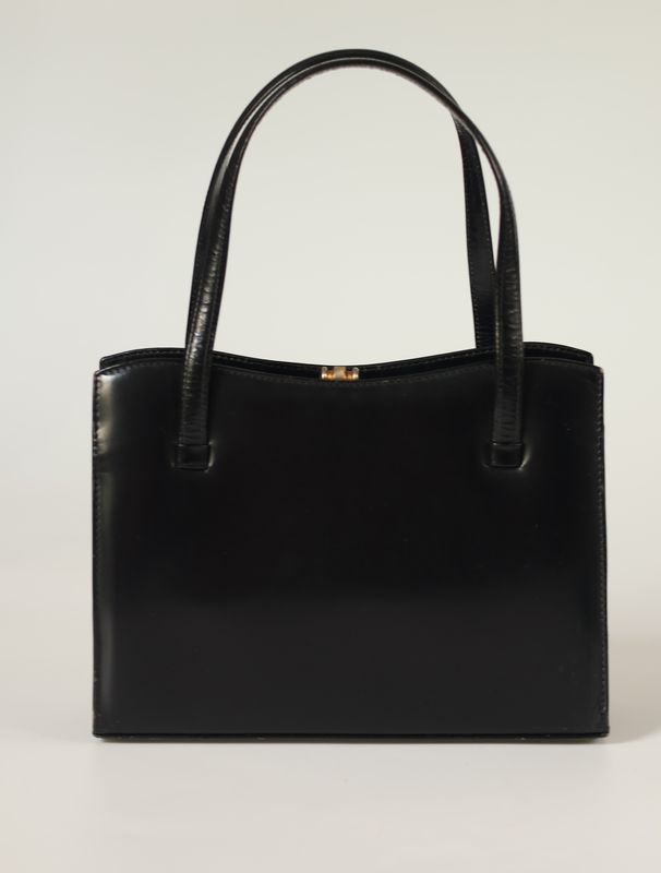 Vintage Glossy Black Leather Bag