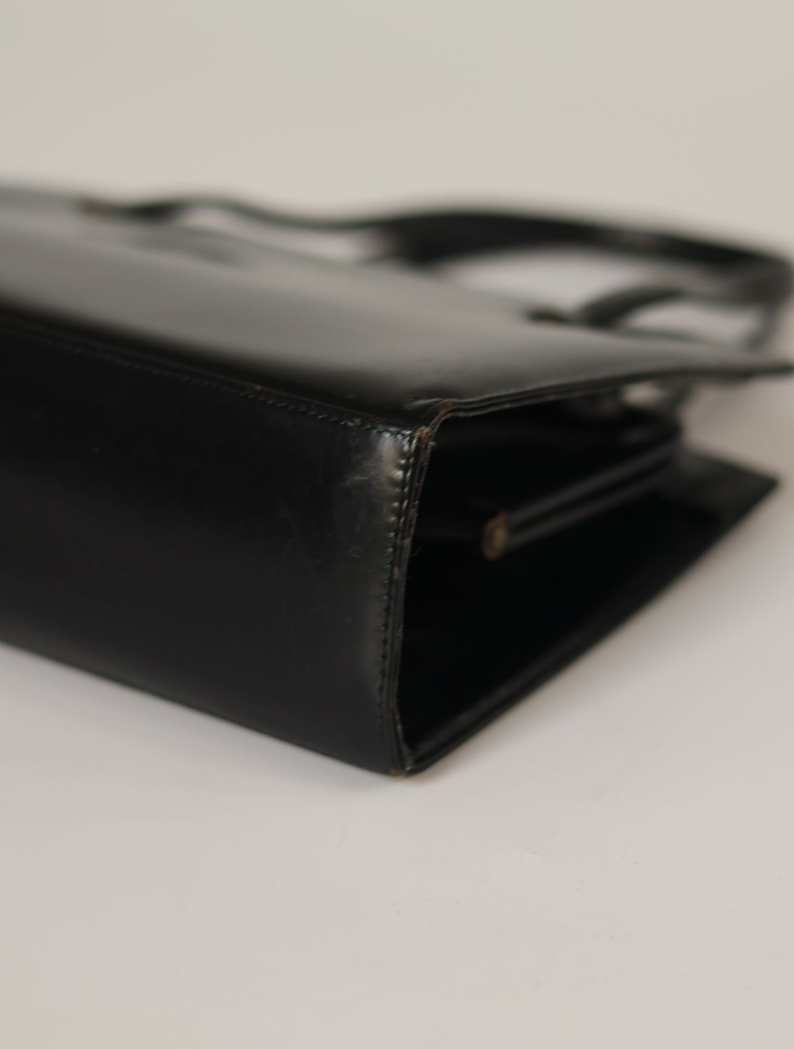 Vintage Glossy Black Leather Bag