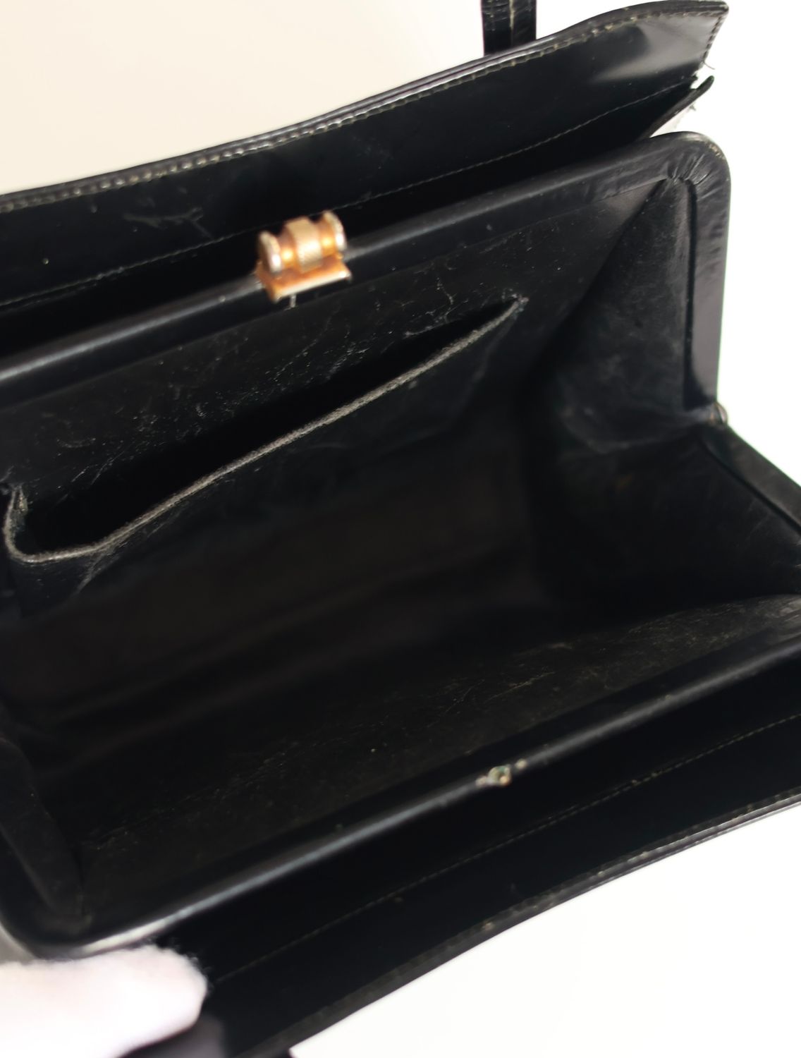 Vintage Glossy Black Leather Bag