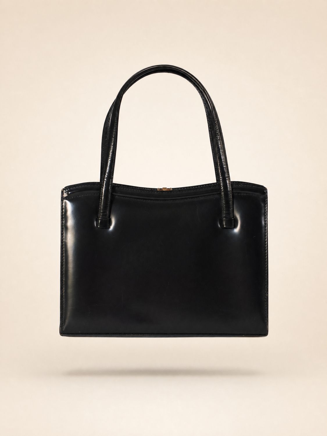 Vintage Glossy Black Leather Bag