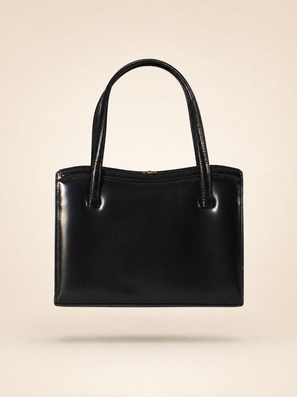 Vintage Glossy Black Leather Bag
