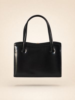 Vintage Glossy Black Leather Bag