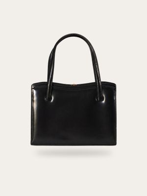 Vintage Glossy Black Leather Bag