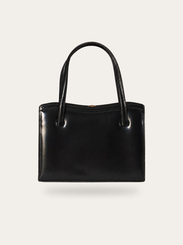 Vintage Glossy Black Leather Bag Vintage Glossy Black Leather Bag