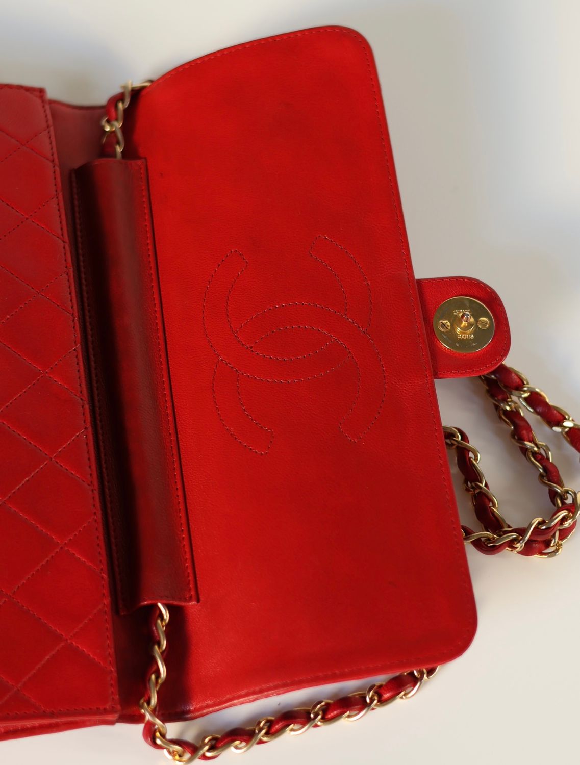 Chanel 24k Single Flap Red Bag