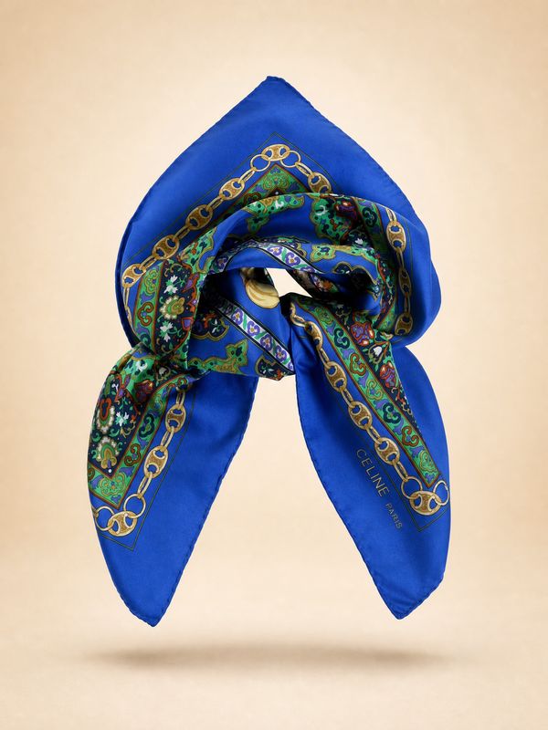 Celine Saddle Motif Silk Scarf