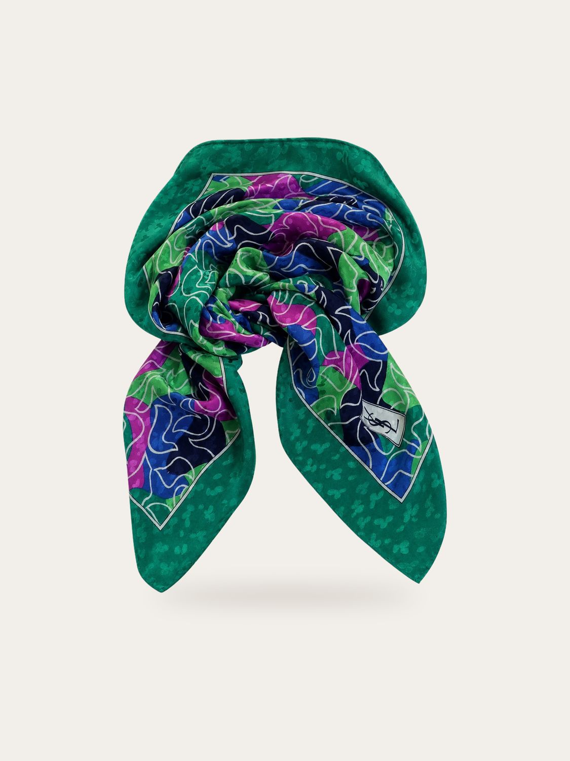 Yves Saint Laurent Abstract Silk Scarf