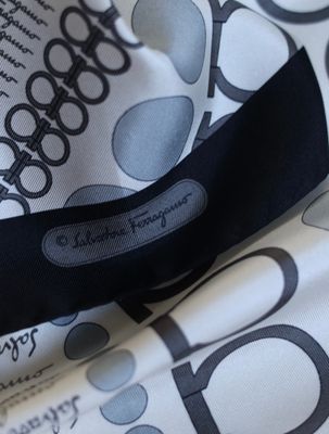 Salvatore Ferragamo Gancini Logo Silk Scarf