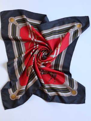 Celine Equestrian Red Silk Scarf