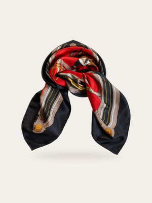 Celine Equestrian Red Silk Scarf