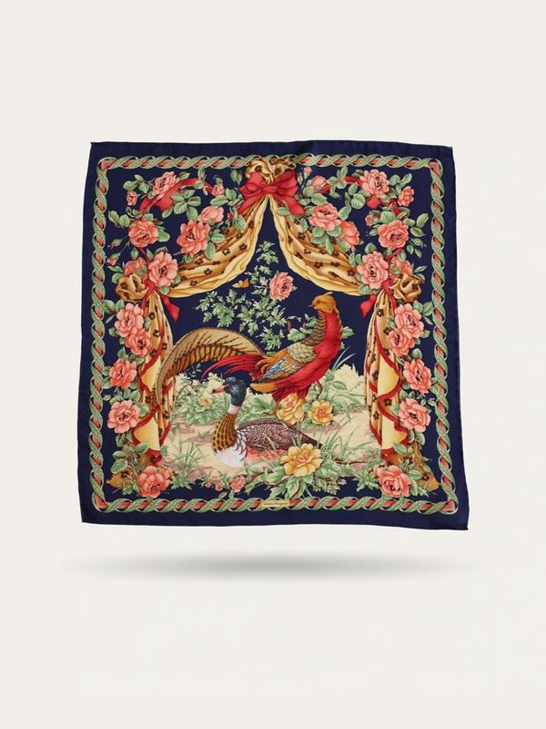 Ferragamo Birds &amp; Roses Silk Gavroche