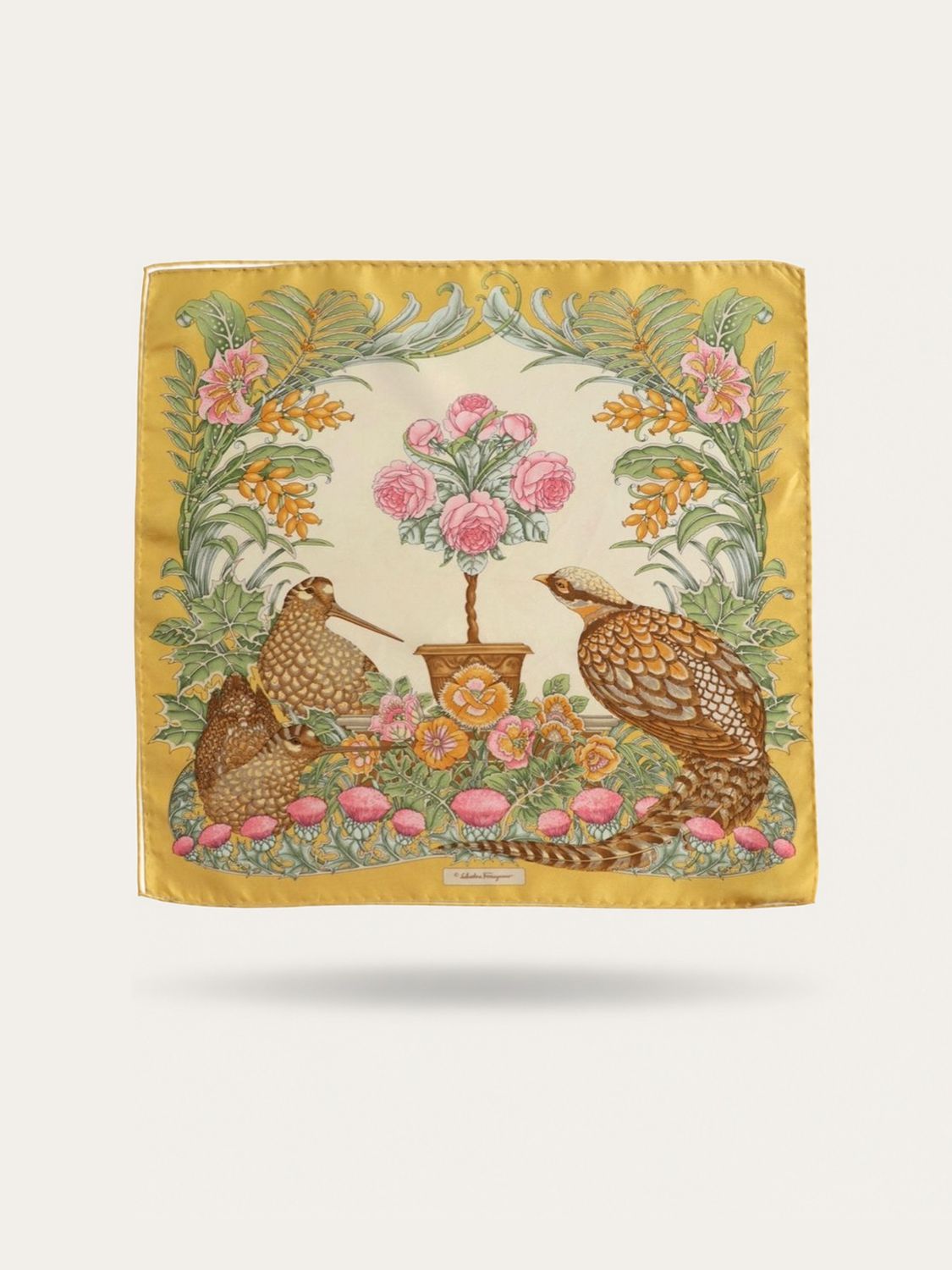 Ferragamo Garden Birds Silk Gavroche