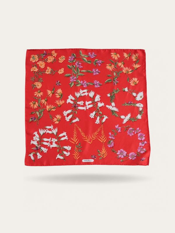 Ferragamo Floral Letters Silk Gavroche